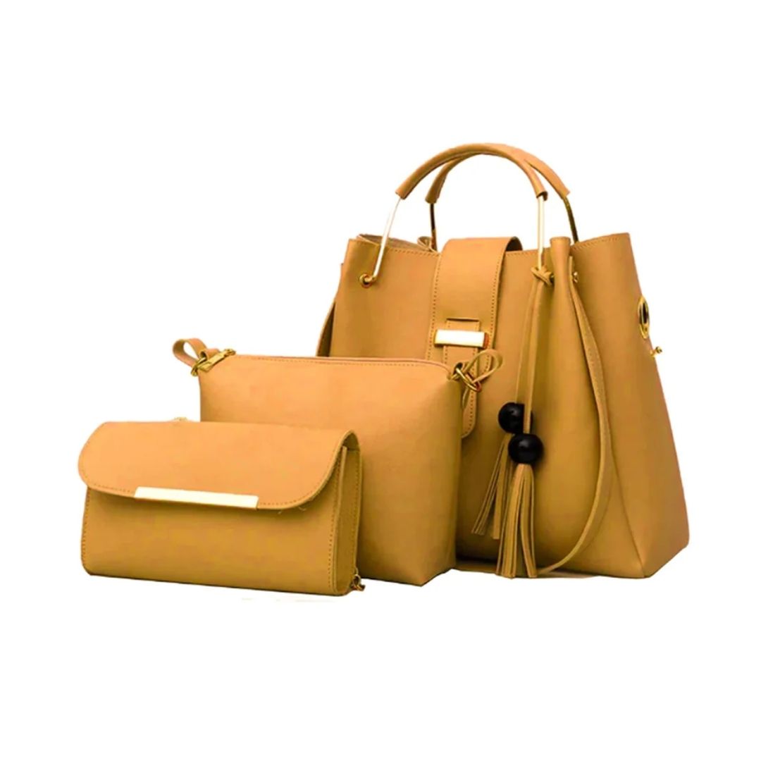 3 pcs of Stylish Ladies Handbags With Long Shoulders Strap