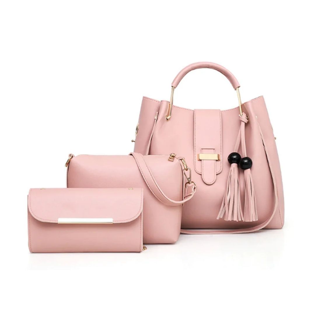 3 pcs of Stylish Ladies Handbags With Long Shoulders Strap