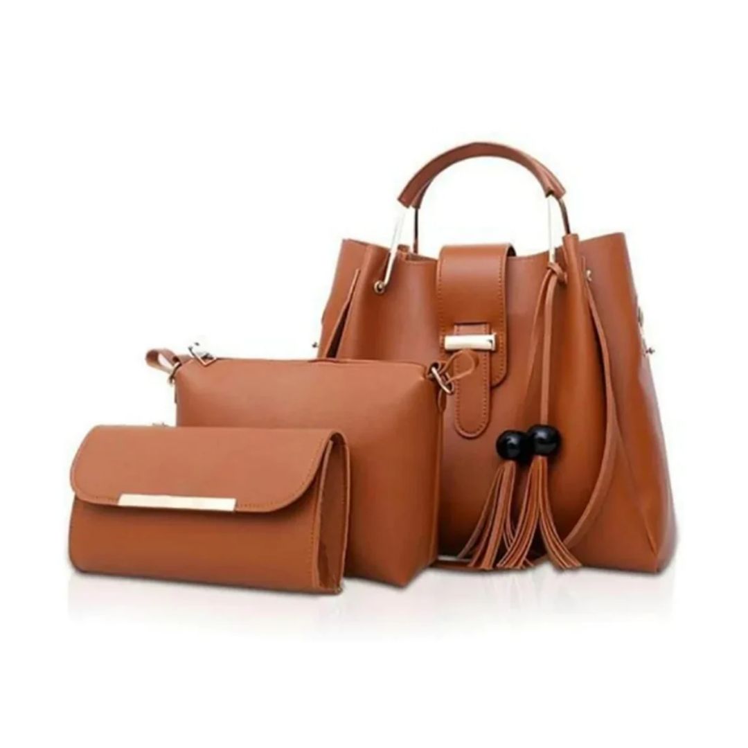 3 pcs of Stylish Ladies Handbags With Long Shoulders Strap