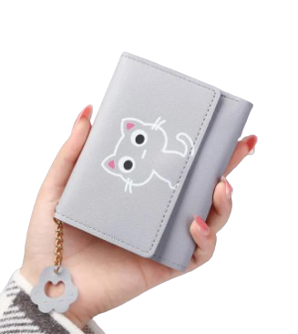 New Women's Wallet Cute Cat Short Wallet Leather Small Coin Purse Girls Money Bag Card Holder Ladies Female Hasp Wallet