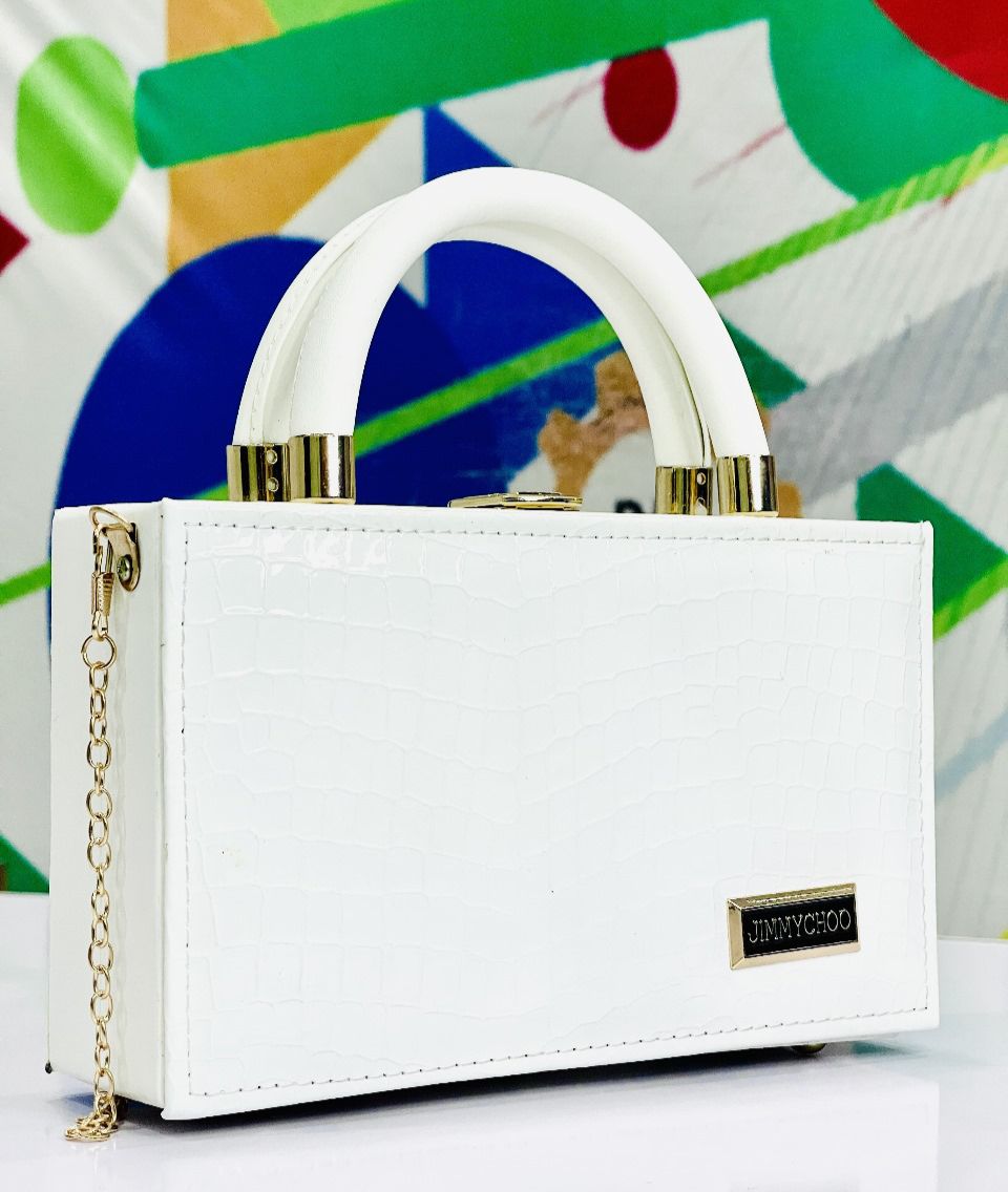 White Crocodile Pattern Ladies Handbag - Stylish, Spacious, and Durable