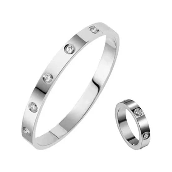 Cartier Diamond Love Bracelet And Ring Set